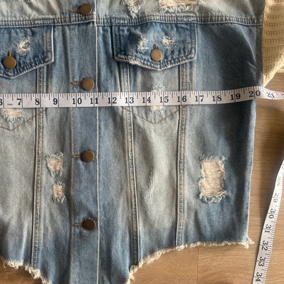 Essue mixed media sweater denim jacket SZ S - Picture 5 of 9
